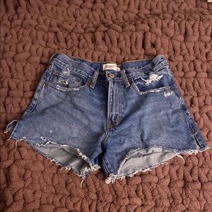 Abercrombie & Fitch Blue Jean Shorts High-Waisted Distressed